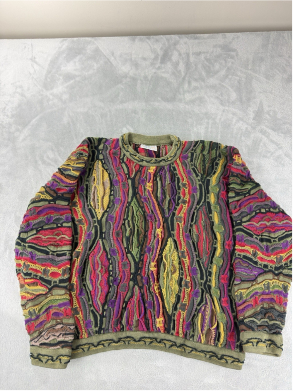 Vintage Coogi Australia Mens Size Large 100% Cotton Made In Australia Chunky 3D